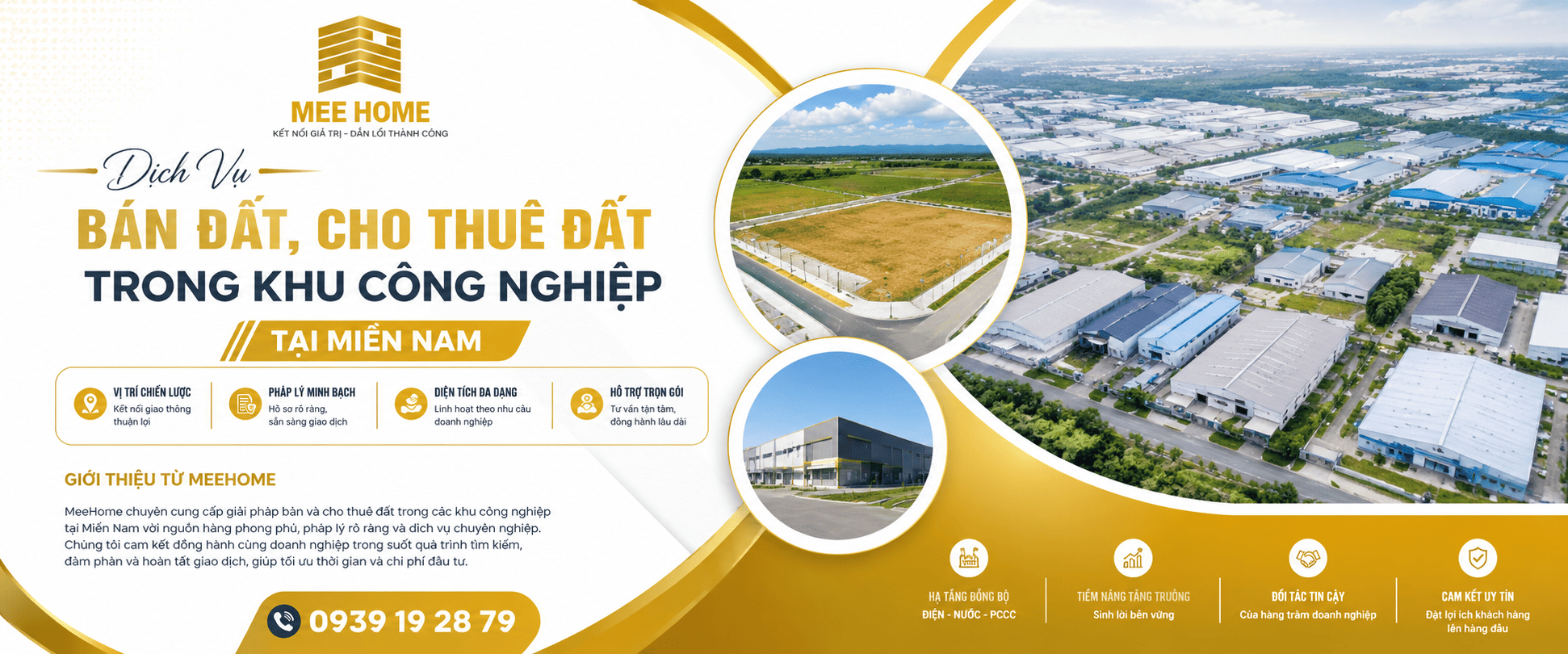 MeeHome chuyên cung cấp dịch vụ bán đất, cho thuê đất trong khu công nghiệp tại miền Nam