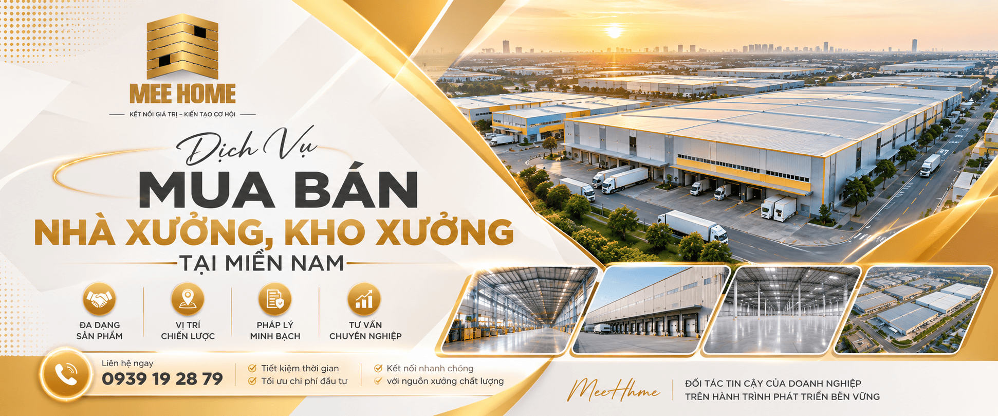 MeeHome chuyên cung cấp dịch vụ mua bán nhà xưởng, kho xưởng, kho bãi và kho logistics tại miền Nam