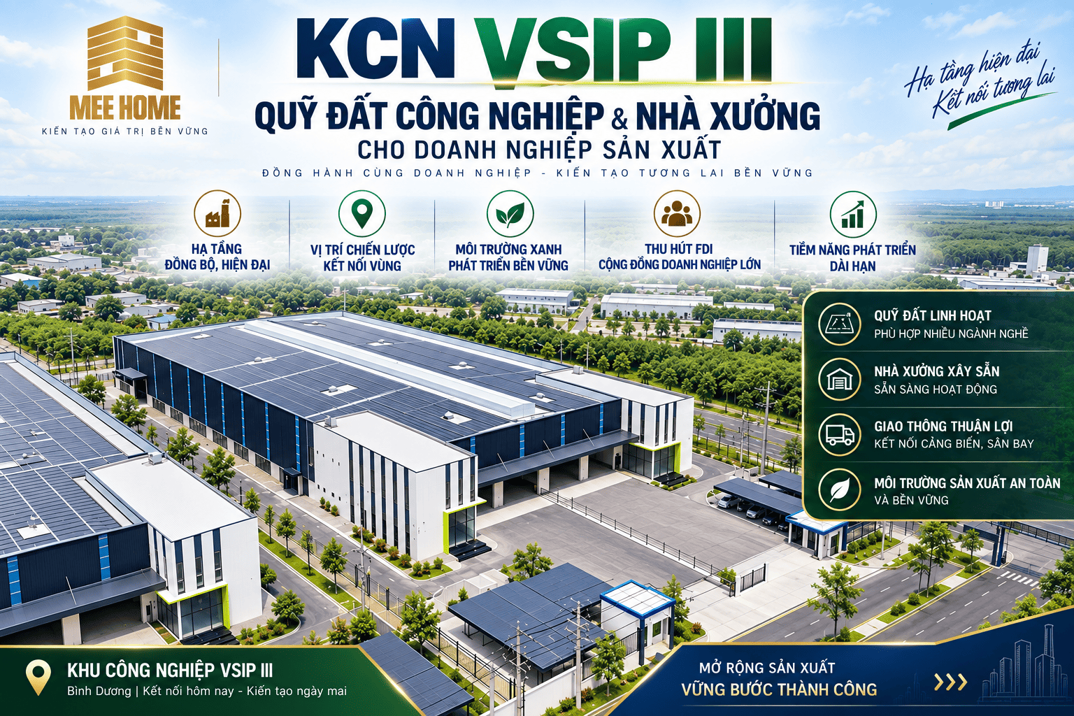 KCN VSIP III – Qũy Đất Công Nghiệp & Nhà Xưởng Cho Doanh Nghiệp Sản Xuất